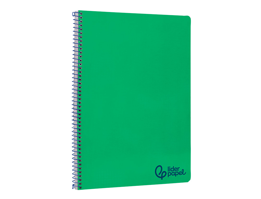 CUADERNO ESPIRAL LIDERPAPEL A4 WONDER TAPA PLASTICO 80H 90GR PAUTA ESTRECHA 2,5MM CON MARGEN COLOR VERDE OSCURO