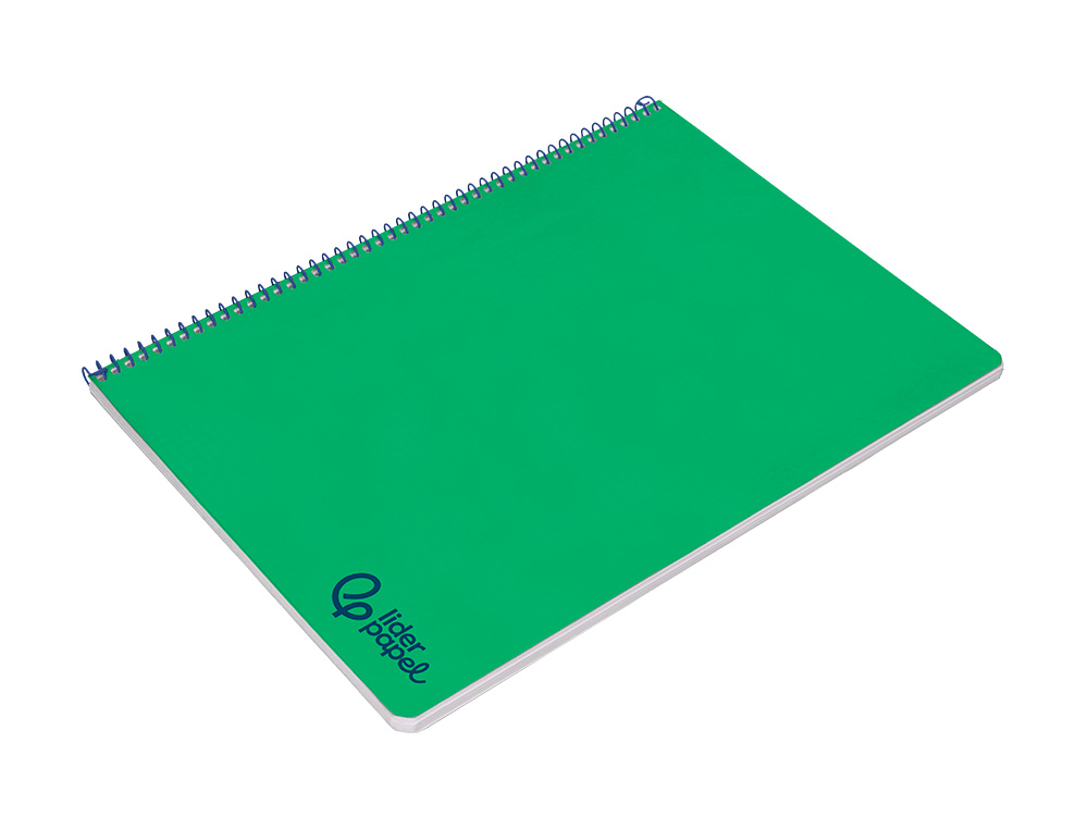 CUADERNO ESPIRAL LIDERPAPEL A4 WONDER TAPA PLASTICO 80H 90GR PAUTA ESTRECHA 2,5MM CON MARGEN COLOR VERDE OSCURO