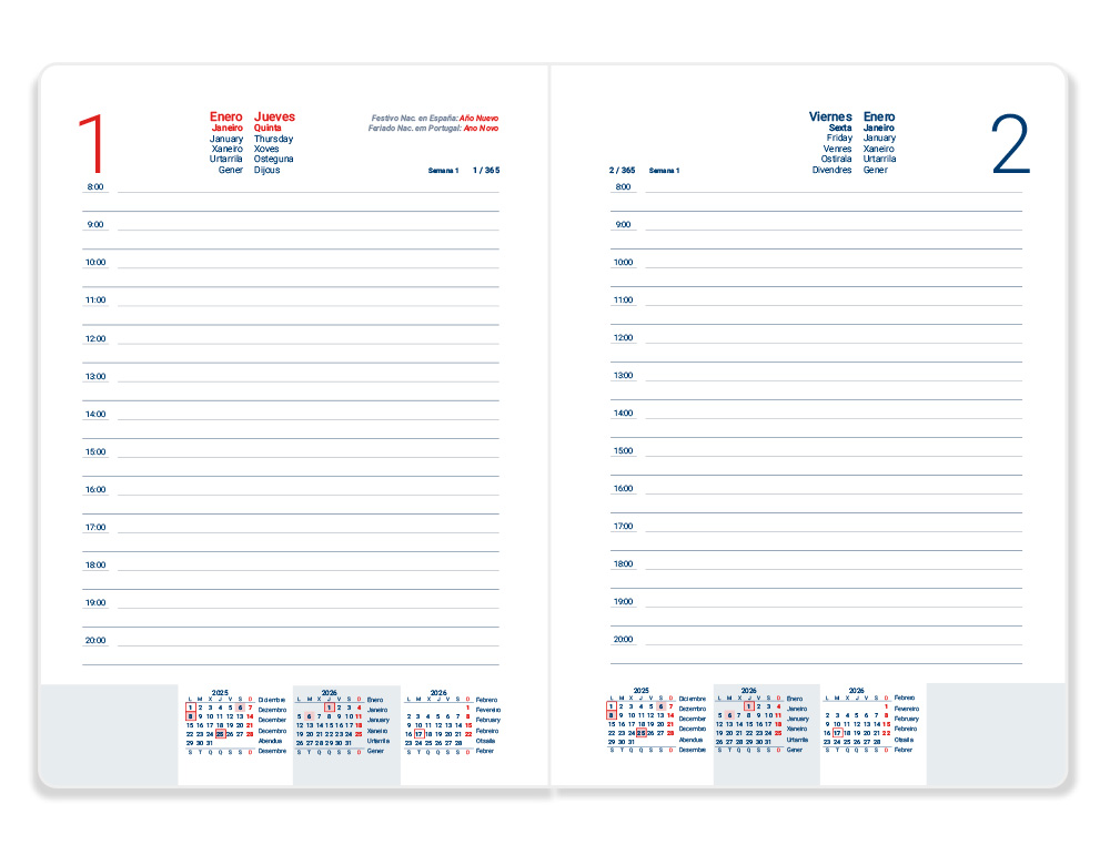 AGENDA ENCUADERNADA LIDERPAPEL EFIRA A5 2026 DIA PAGINA AZUL PAPEL 70 GR FSC