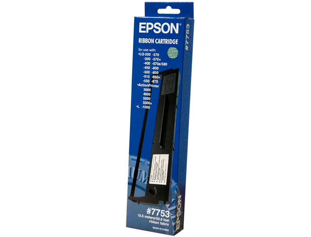 CINTA IMPRESORA EPSON LQ-200 300 300C 300+II 500 550570 570+ 580 800 850 870 1500 NEGRA (7753)