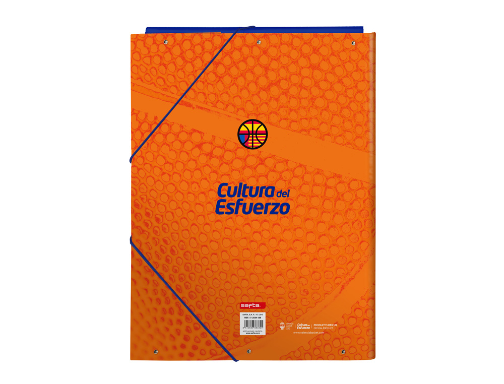 CARPETA GOMAS SAFTA FOLIO SOLAPAS VALENCIA BASKET CLUB 260X25X335 MM