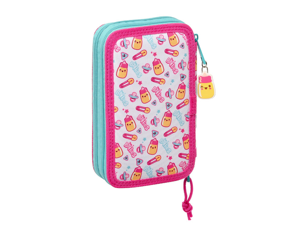 PLUMIER ESCOLAR SAFTA DOBLE PEQUEO 28 PIEZAS THE BELLIES 195X125X40 MM