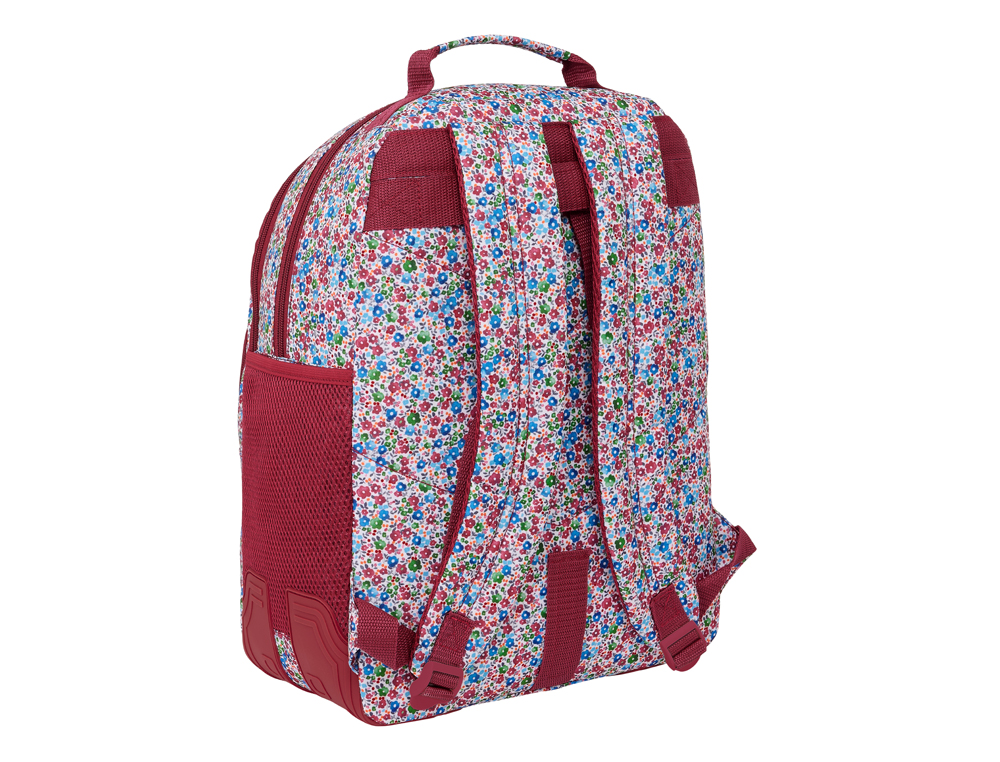 MOCHILA SAFTA DOBLE CON CANTONERAS ADAPTABLE A CARRO NAIT NAIT FLORESISTENTE COIMBRA BURDEOS 420X320X150