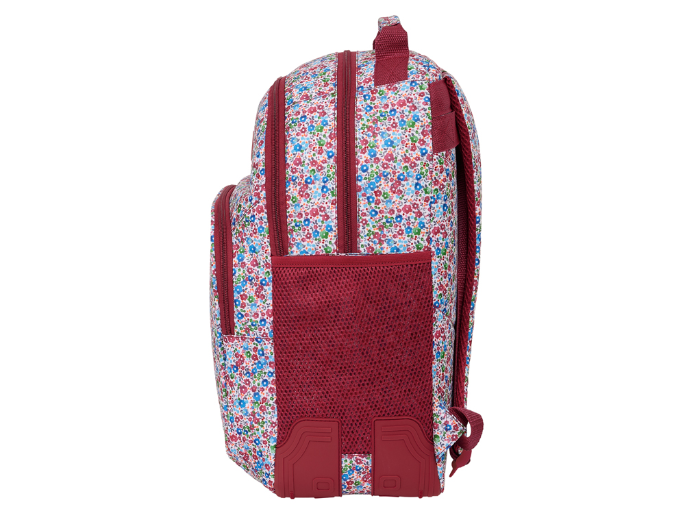 MOCHILA SAFTA DOBLE CON CANTONERAS ADAPTABLE A CARRO NAIT NAIT FLORESISTENTE COIMBRA BURDEOS 420X320X150