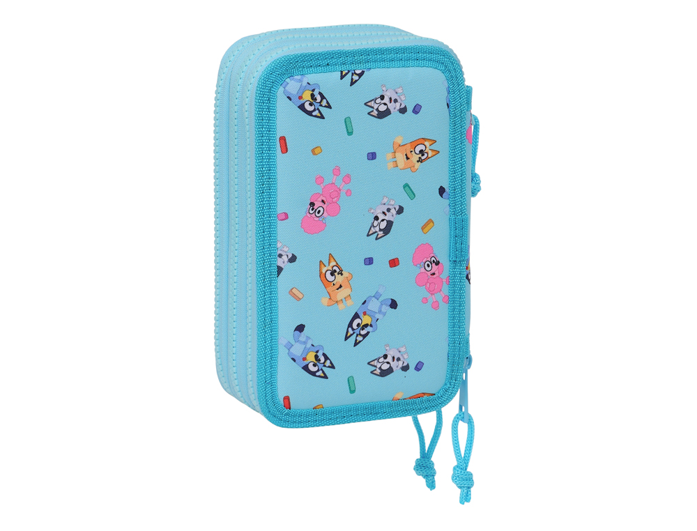 PLUMIER ESCOLAR SAFTA TRIPLE 36 PIEZAS BLUEY 195X125X55 MM