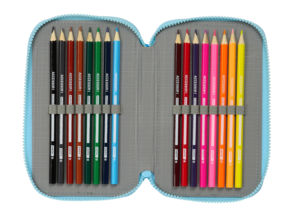 PLUMIER ESCOLAR SAFTA TRIPLE 36 PIEZAS BLUEY 195X125X55 MM
