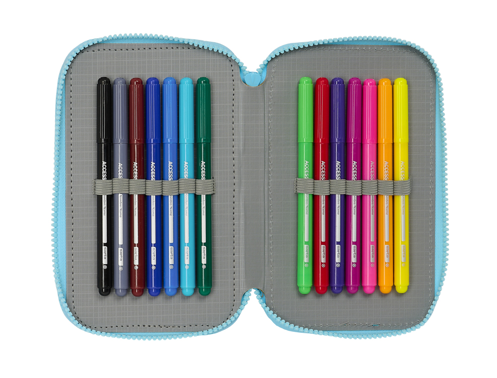 PLUMIER ESCOLAR SAFTA TRIPLE 36 PIEZAS BLUEY 195X125X55 MM
