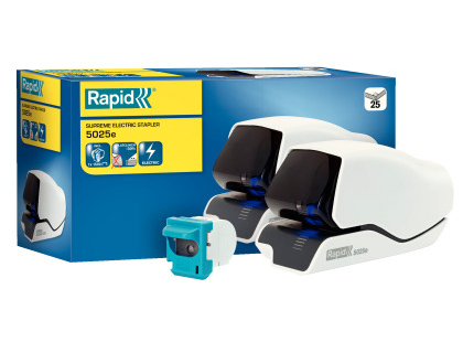 GRAPADORA RAPID ELECTRICA 5025E CAPACIDAD 25 HOJAS COLOR BLANCO USA GRAPAS 5025E