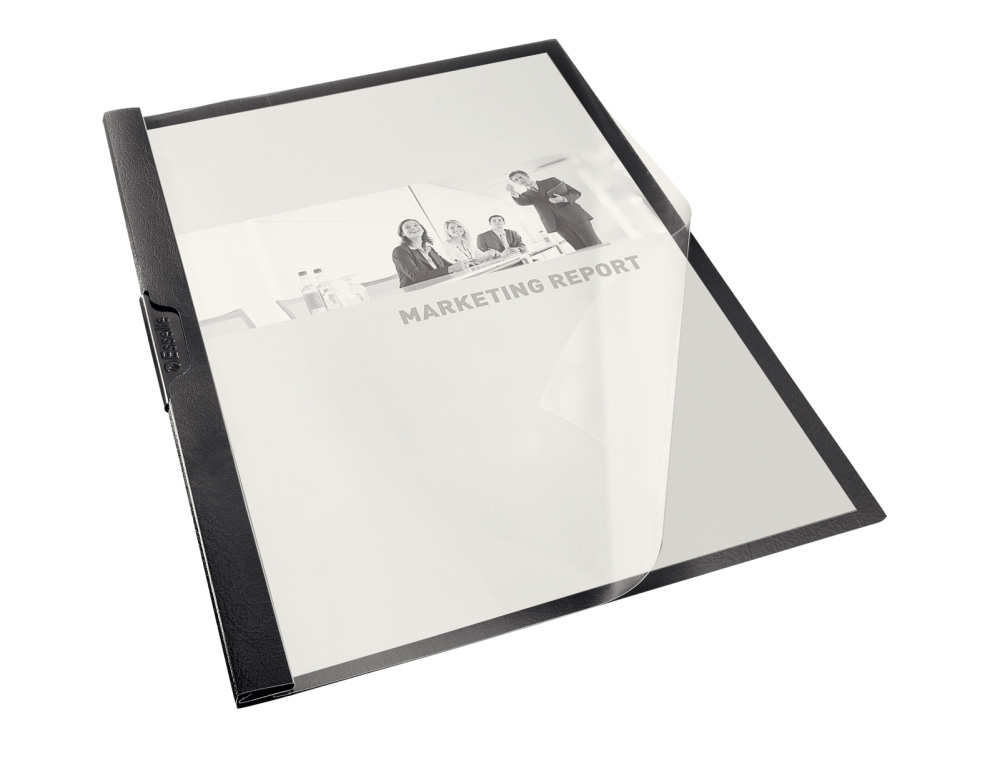 CARPETA DOSSIER ESSELTE PINZA LATERAL DIN A4 NEGRO CAPACIDAD 60 HOJAS