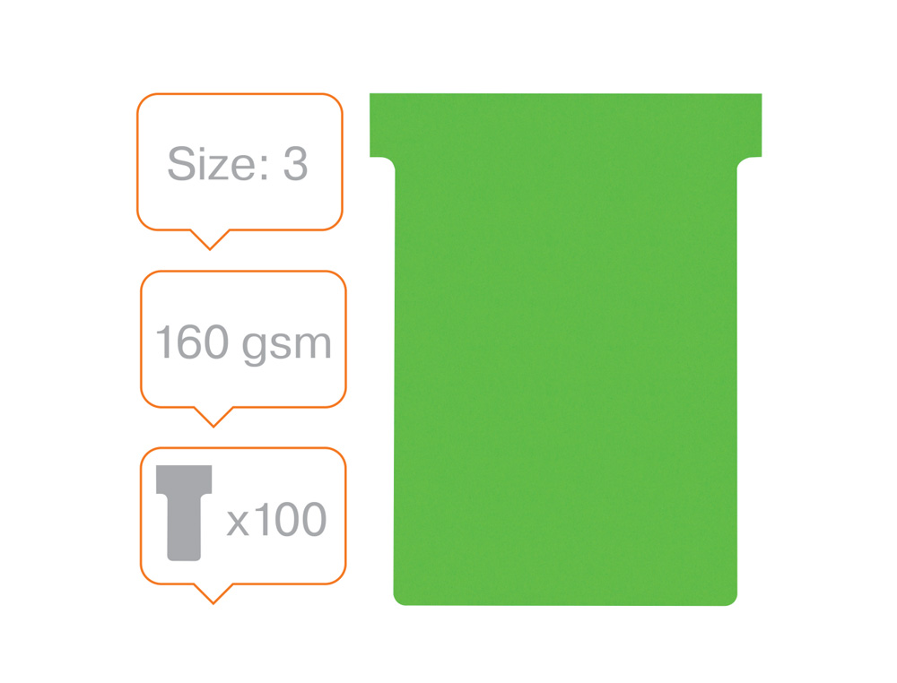 FICHA T PARA PLANNINGS NOBO INDICE 3 CARTULINA 170 GR COLOR VERDE PACK DE 100 UNIDADES