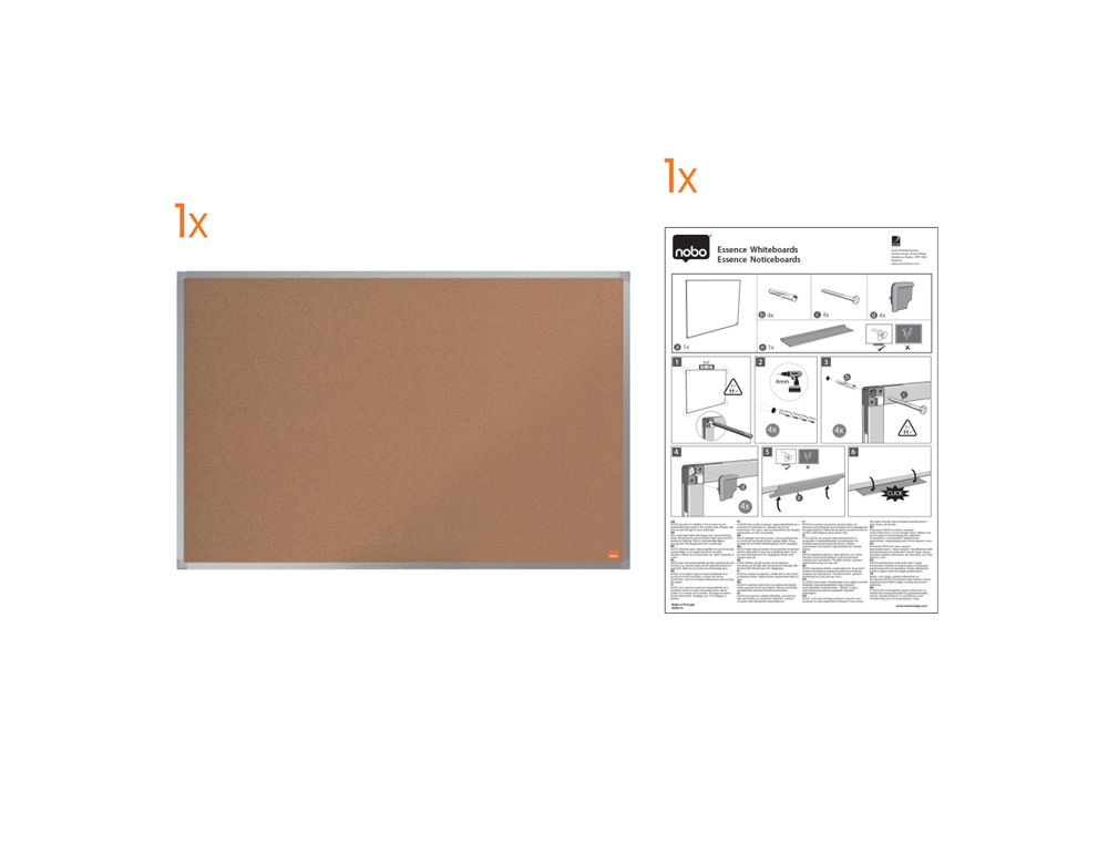 PIZARRA CORCHO NOBO ESSENCE MARCO ALUMINIO 240X120 CM