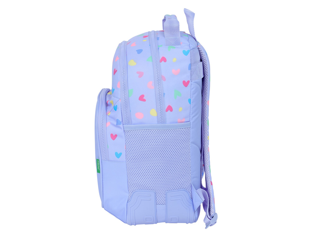 MOCHILA SAFTA DOBLE CON CANTONERAS ADAPTABLE A CARRO BENETTON LILA 420X320X150 MM