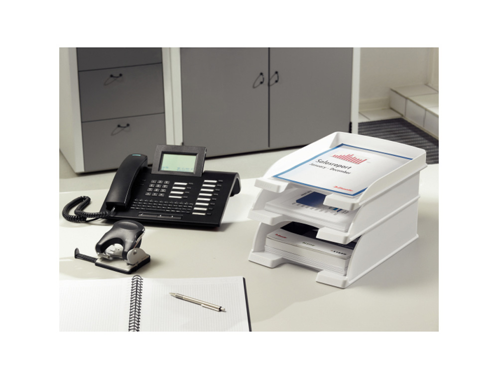 BANDEJA SOBREMESA LEITZ PLUS JUMBO GRAN CAPACIDAD COLOR GRIS 255X103X357 MM
