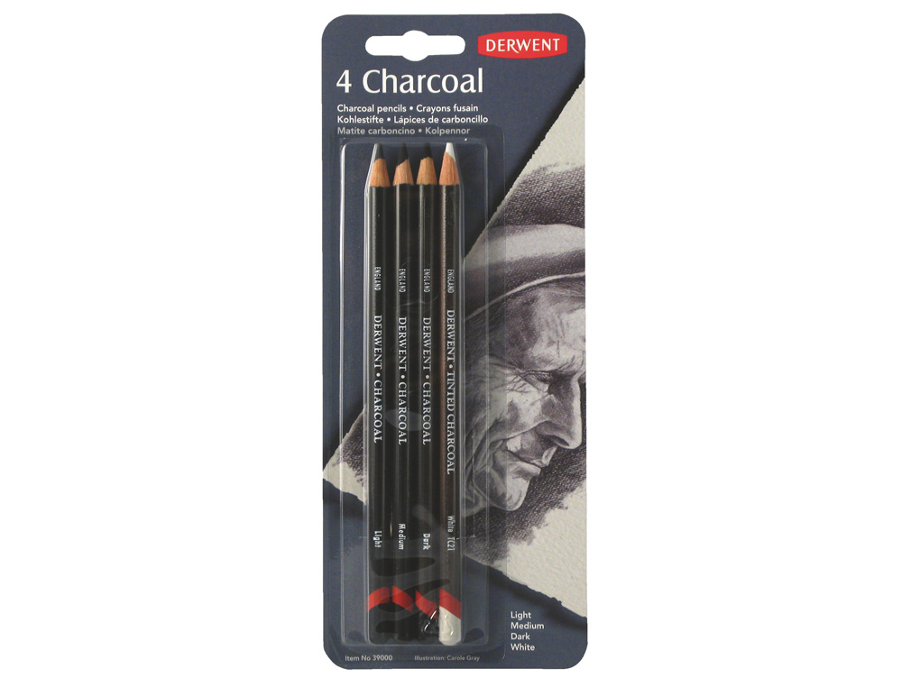 LAPIZ CARBONCILLO DERWENT BLISTER DE 4 UNIDADES