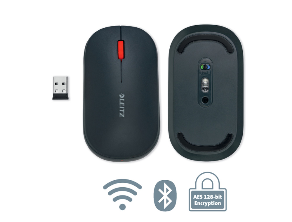 RATON LEITZ COSY INALAMBRICO DUAL 4000 DPI USB-A NANO 2,4 GHZ COLOR GRIS