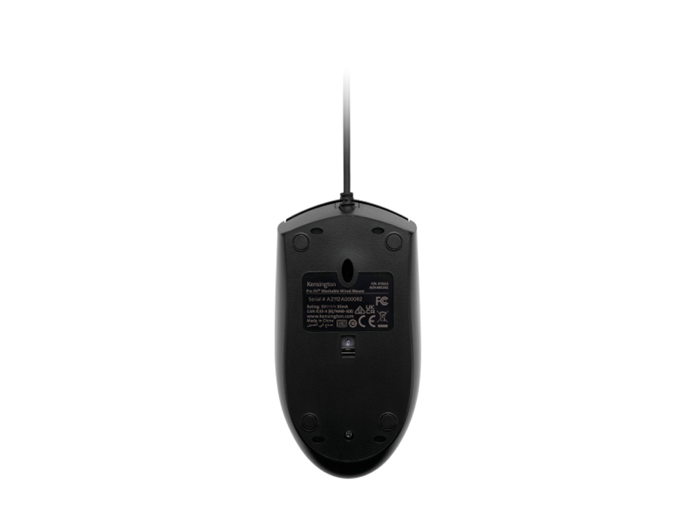 RATON KENSINGTON OPTICO PRO FIT 3 BOTONES 1600 DPI LAVABLE CON CABLE COLOR NEGRO