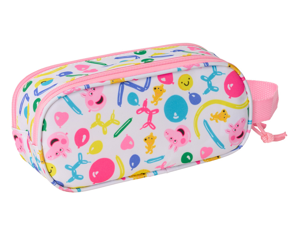 BOLSO ESCOLAR PORTATODO SAFTA DOBLE 3D MOCHILAS 3D PEPPA PIG 80X210X60 MM