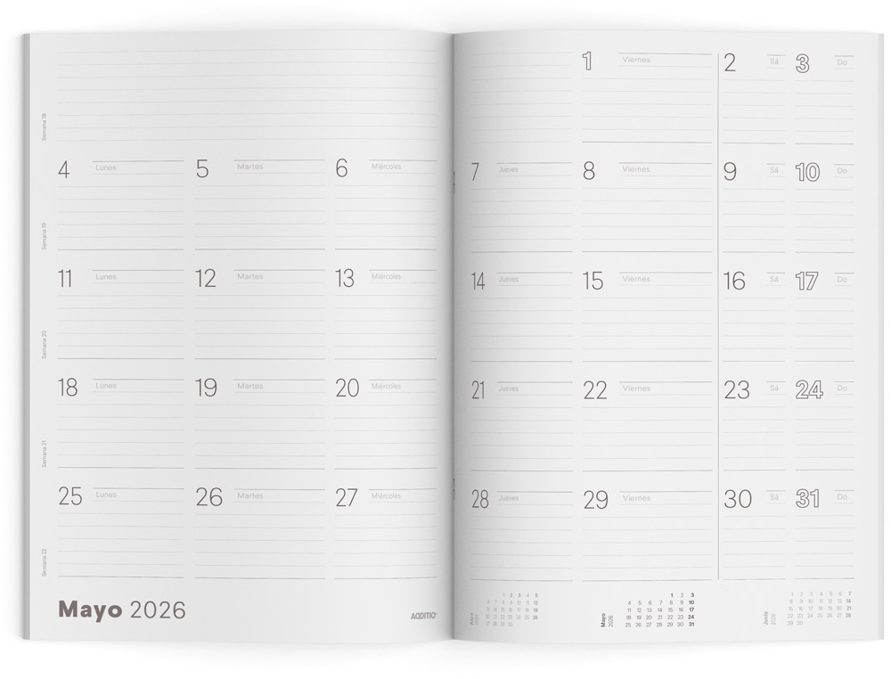 AGENDA G MES VISTA ADDITIO PLANIFICADOR 16 MESES 19,5X28,5 CM COLORES SURTIDOS