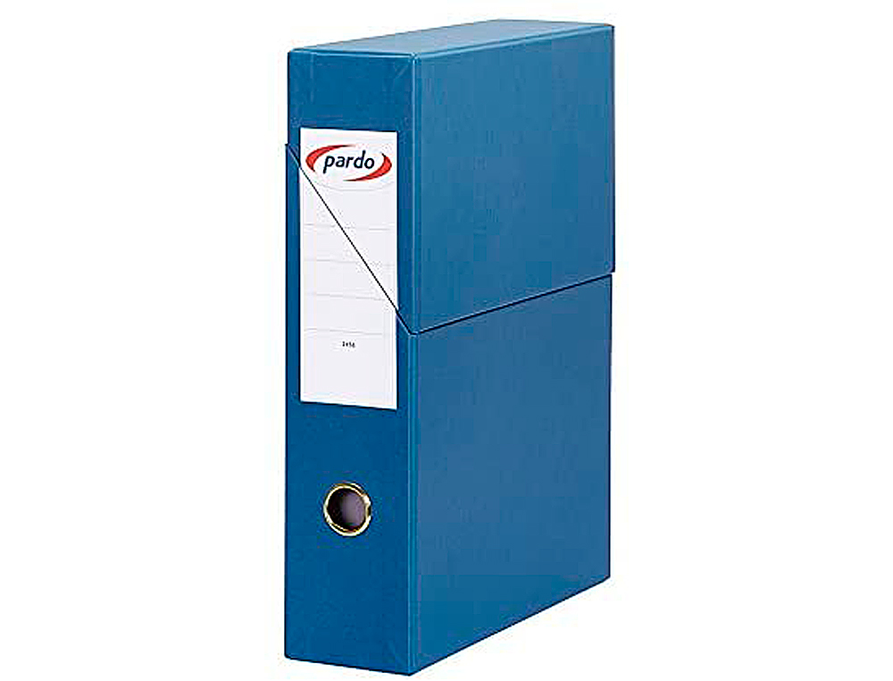 ARCHIVADOR CON TAPA PARDO CARTON FORRADO OLLAO LOMO DIN A4 80 MM COLOR AZUL 335X250X80 MM