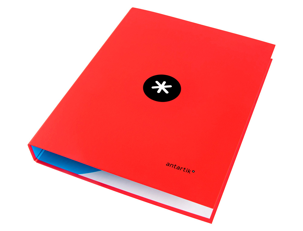CARPETA ANTARTIK A4 FORRADA 4 ANILLAS 25 MM REDONDAS COLOR ROJO