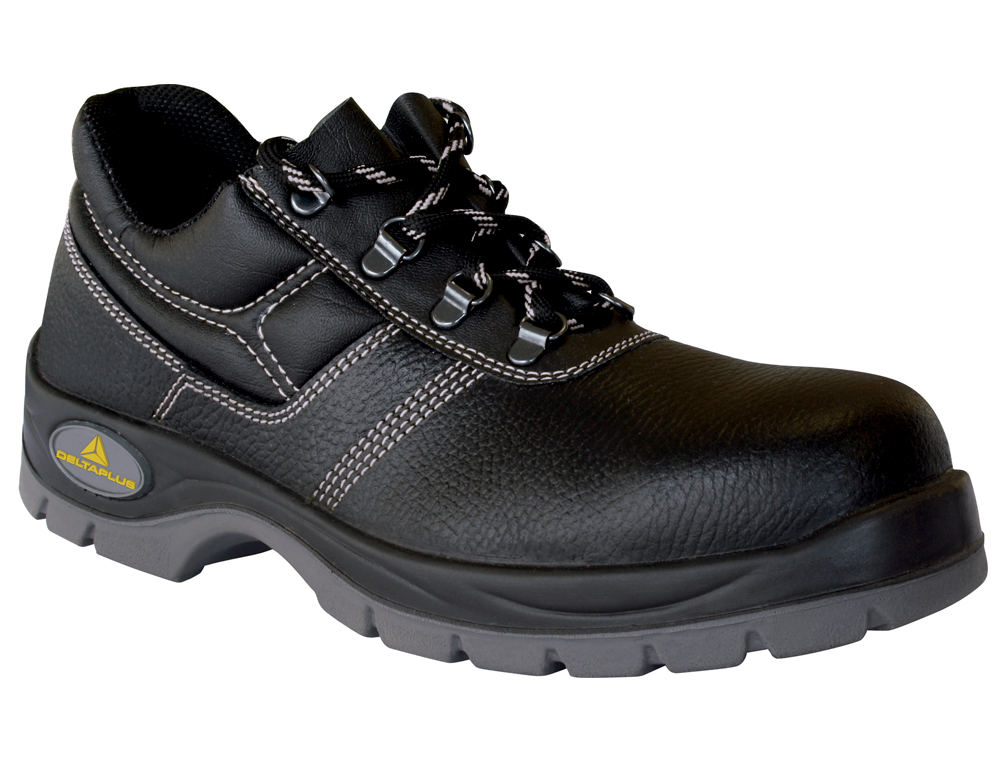 ZAPATOS DE SEGURIDAD DELTAPLUS DE PIEL CRUPON GRABADA CON FORRO ABSORBENTE Y PLANTILLA DE LATEX COLOR NEGRO TALLA 41