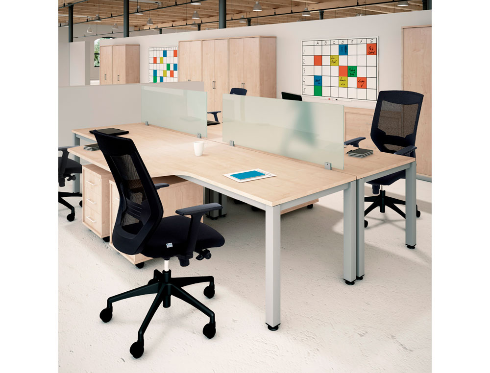 MESA OFICINA ROCADA SERIE EXECUTIVE FORMA EN L DERECHA 180X120 CM ACABADO AD01 ALUMINIO/HAYA