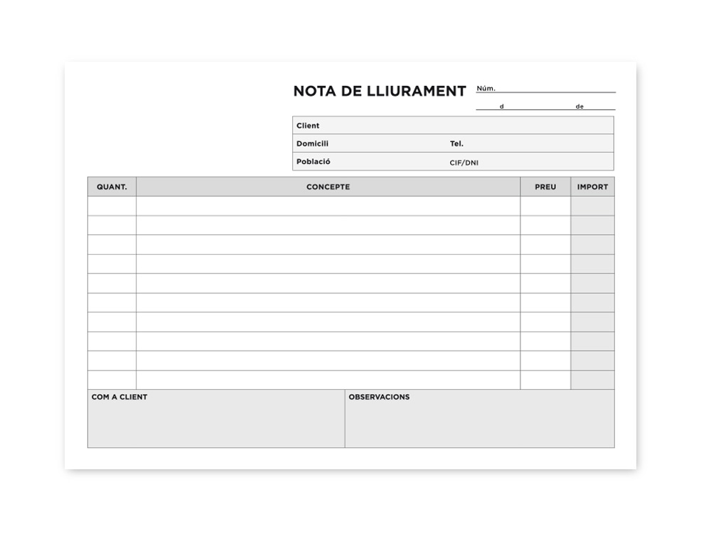 TALONARIO LIDERPAPEL ENTREGAS CUARTO ORIGINAL Y 2 COPIAS T329 APAISADO TEXTO EN CATALAN