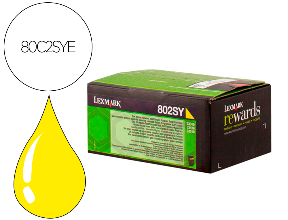 TONER LASER LEXMARK 80C2SYE AMARILLO 2000 PAGINAS