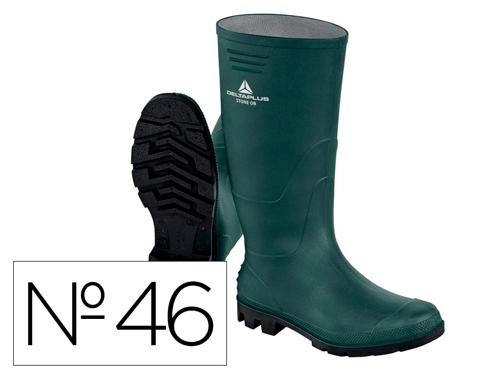 BOTAS DELTAPLUS DE SEGURIDAD STONE PVC VERDE SUELA DE TACOS TALLA 46