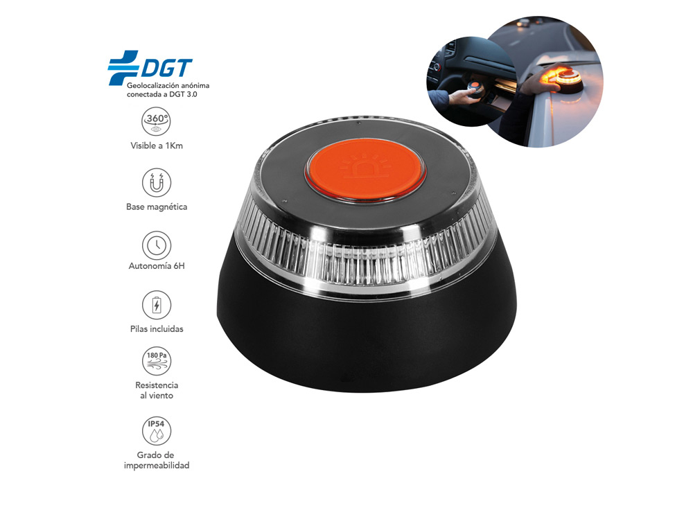 LUZ DE EMERGENCIA V16 BALIZA GEOLOCALIZADA KERSHAW HOMOLOGADA DGT COLOR NEGRO