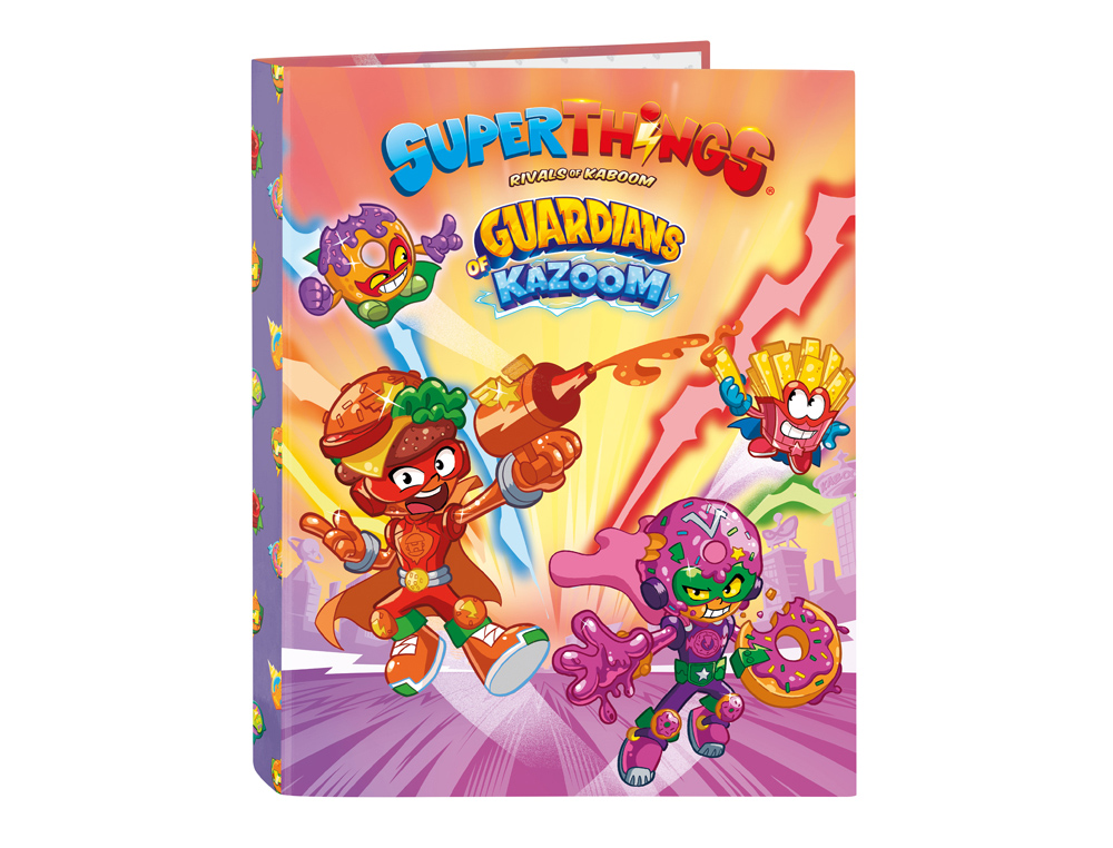 CARPETA CARTON FOLIO 4 ANILLAS MIXTAS SAFTA SUPERTHINGS GUARDIANS OF KAZOOM 265X40X330 MM