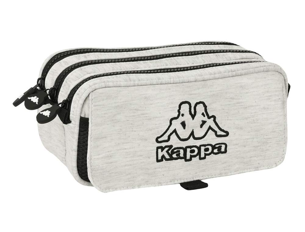 BOLSO ESCOLAR PORTATODO SAFTA TRIPLE CREMALLERA KAPPA GREY KNIT 100X215X80 MM