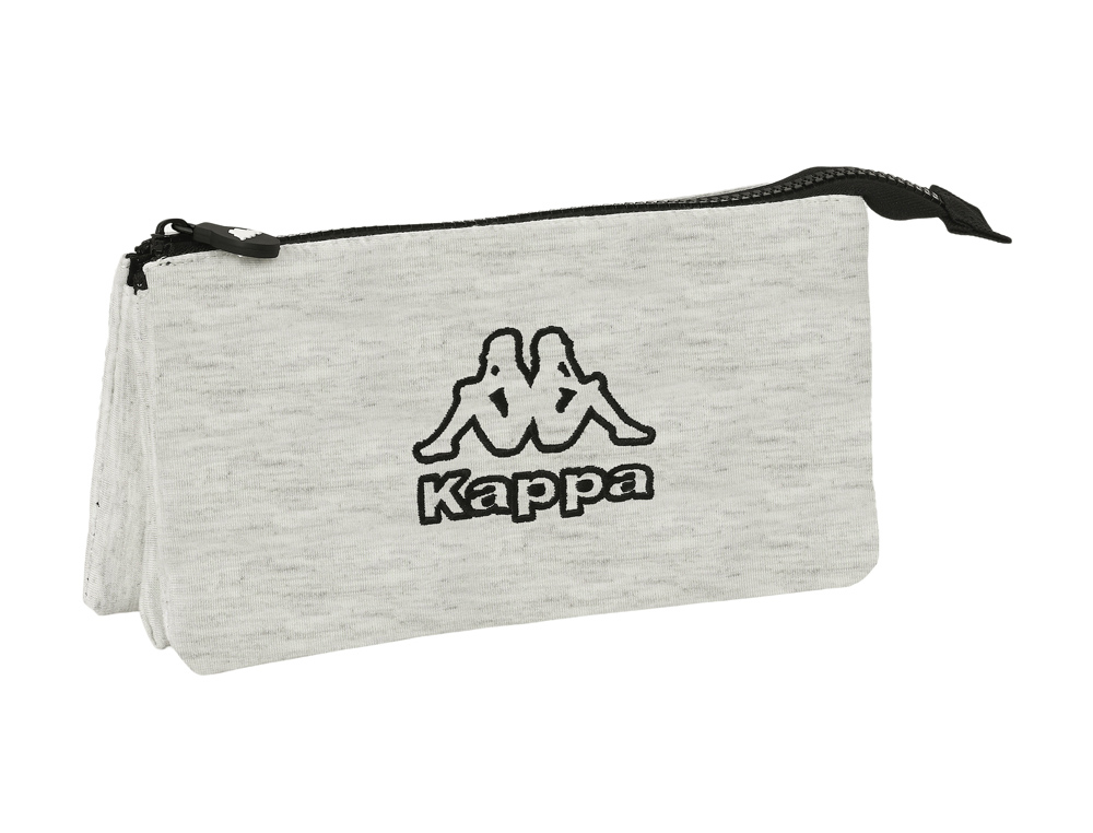 BOLSO ESCOLAR PORTATODO SAFTA TRIPLE CREMALLERA KAPPA GREY KNIT 120X220X30 MM