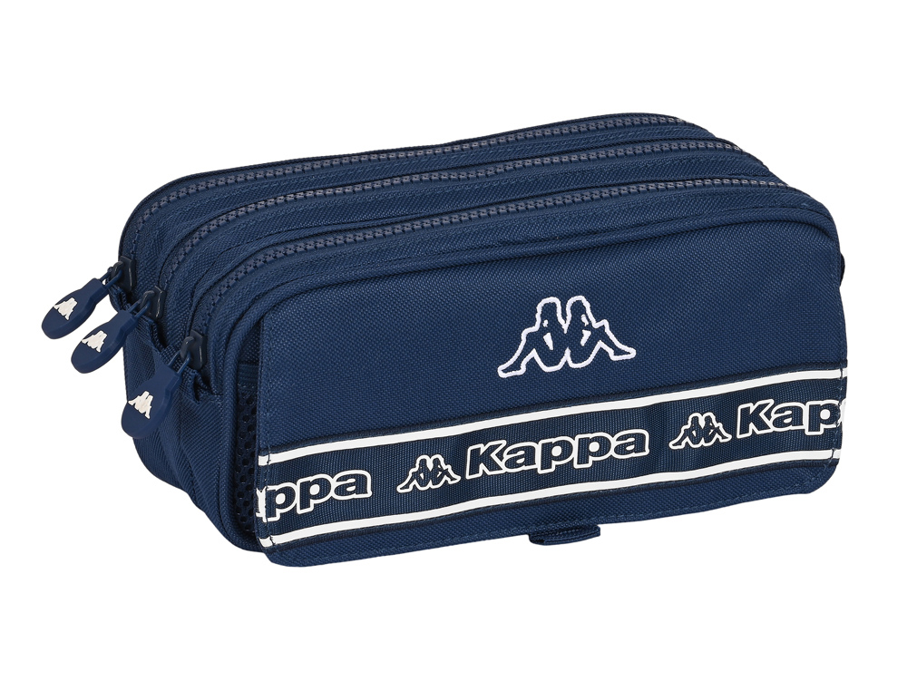 BOLSO ESCOLAR PORTATODO SAFTA TRIPLE CREMALLERA KAPPA NAVY 100X215X80 MM
