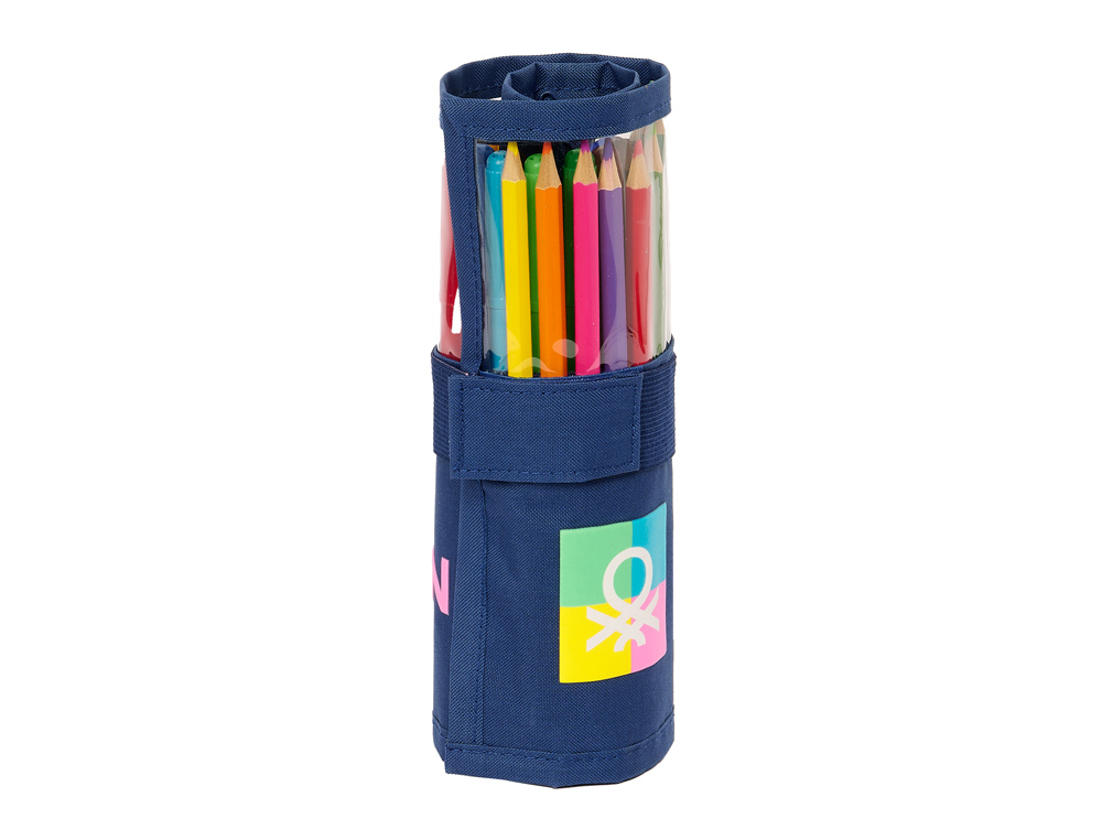PLUMIER ESCOLAR SAFTA ENROLLABLE 27 PIEZAS BENETTON COOL 70X70X200 MM