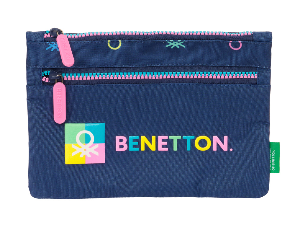 BOLSO ESCOLAR PORTATODO SAFTA DOBLE GRANDE BENETTON COOL 30X230X160 MM