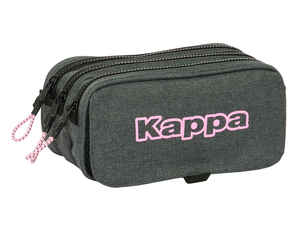 BOLSO ESCOLAR PORTATODO SAFTA TRIPLE BIG KAPPA SILVER PINK 80X215X100 MM