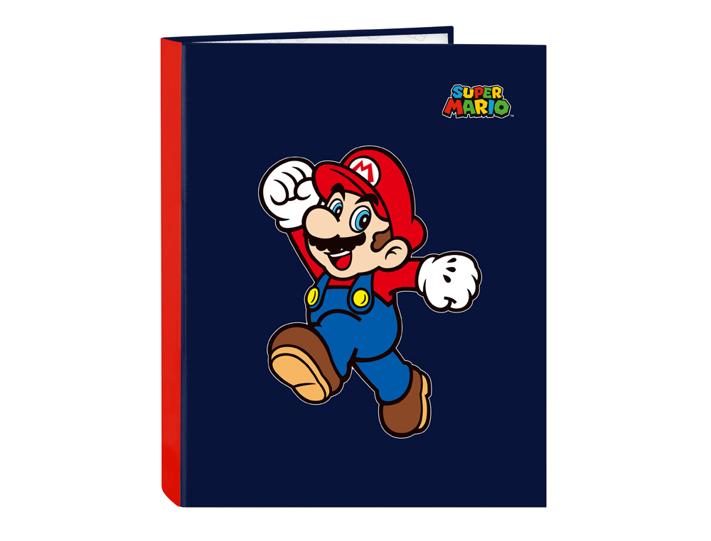 CARPETA SAFTA 4 ANILLAS MIXTAS CARTON FOLIO SUPER MARIO WORLD