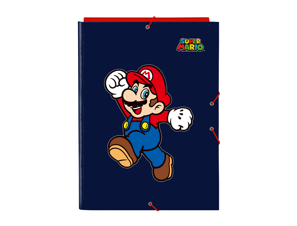 CARPETA CARTON FOLIO GOMAS SOLAPAS SAFTA SUPER MARIO WORLD