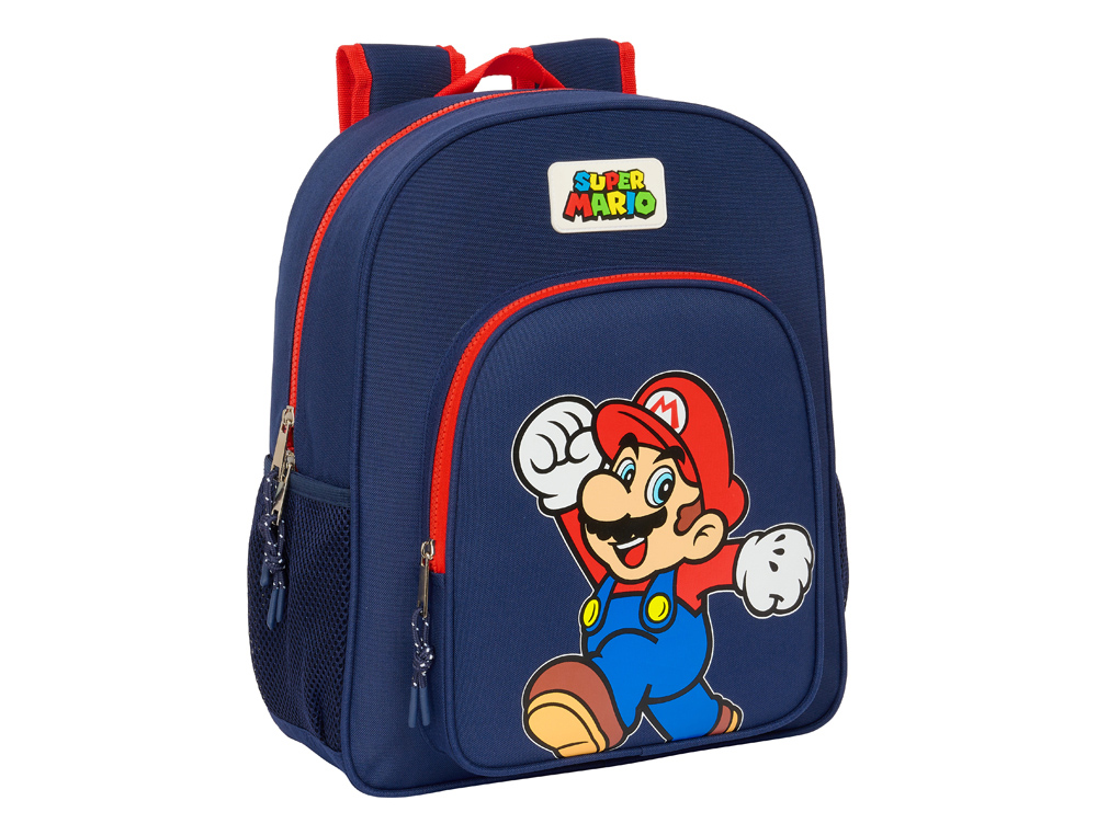 MOCHILA SAFTA JUNIOR ADAPTABLE A CARRO SUPER MARIO WORLD 380X320X120 MM