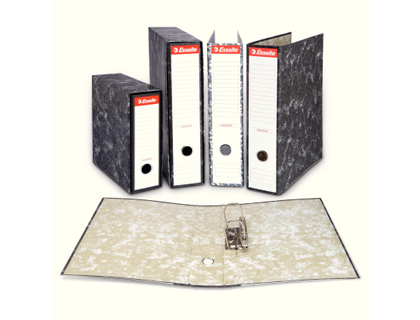 ARCHIVADOR DE PALANCA ESSELTE FOLIO CARTON JASPEADO NEGRO CON RADO LOMO 75 MM
