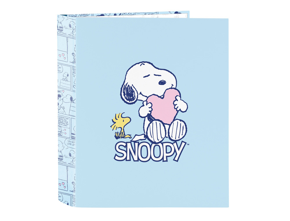 CARPETA CARTON FOLIO 4 ANILLAS SAFTA LOMO ANCHO SNOOPY LOVE