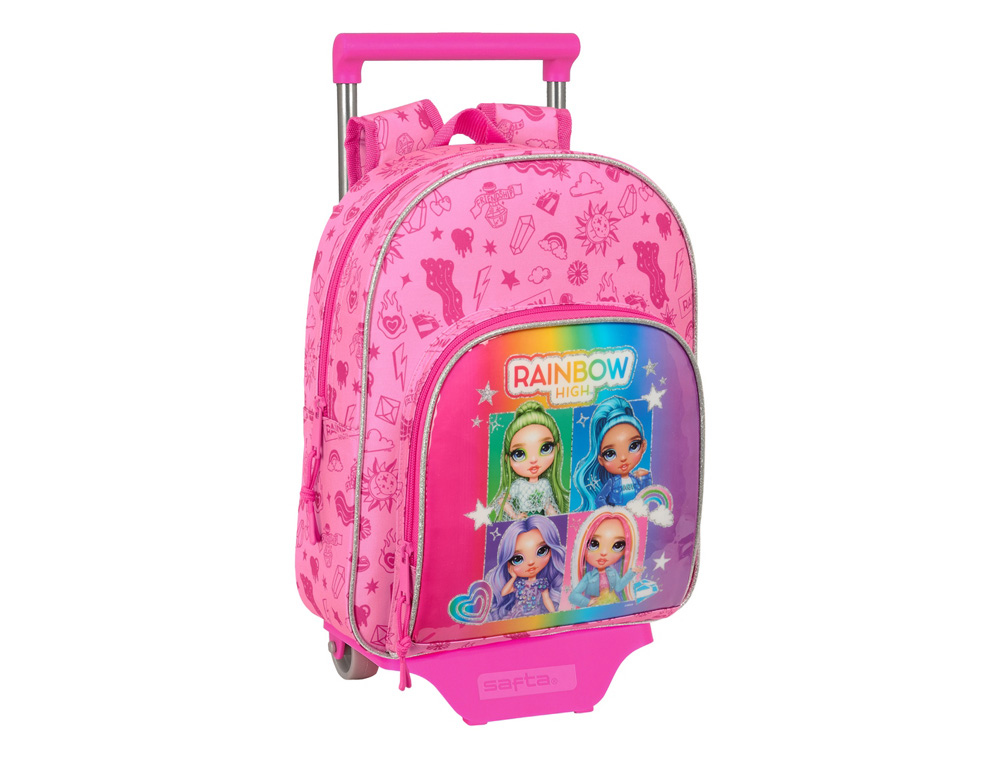 MOCHILA SAFTA CON CARRO 705 RAINBOW HIGH SHINE 340X280X100 MM
