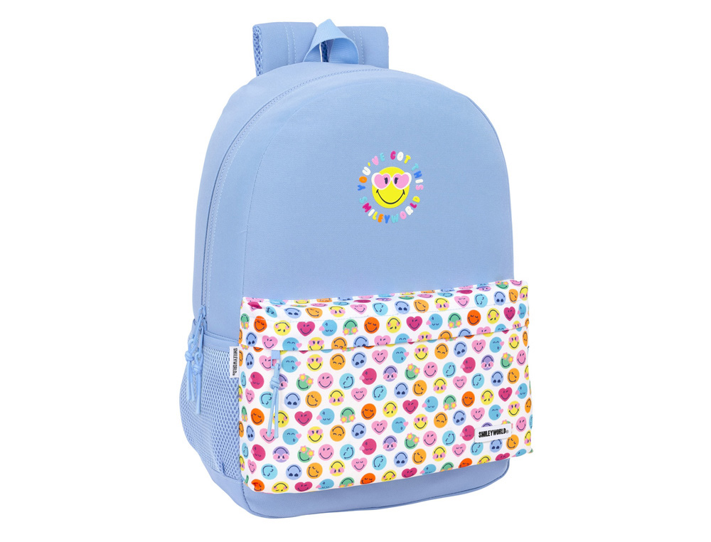 MOCHILA SAFTA ADAPTABLE A CARRO RECICLADO SMILEY WORLD JOYFUL 460X300X140 MM