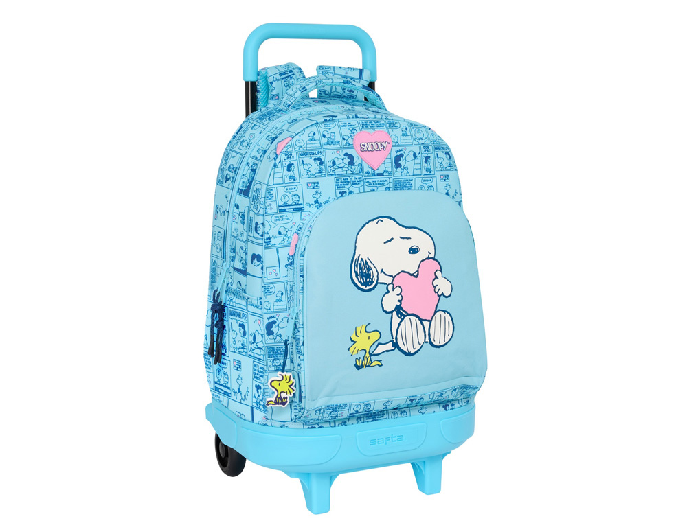 MOCHILA SAFTA GRANDE CON RUEDAS COMPACT EXTRAIBLE SNOOPY LOVE 450X330X220 MM