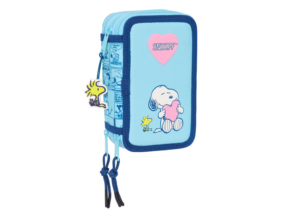 PLUMIER ESCOLAR SAFTA TRIPLE 37 PIEZAS SNOOPY LOVE 195X125X55 MM