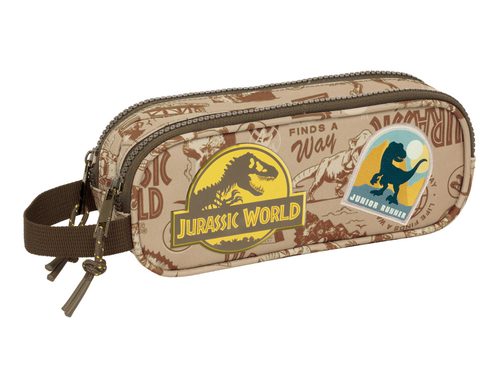 BOLSO ESCOLAR PORTATODO SAFTA DOBLE JURASSIC WORLD 80X210X60 MM