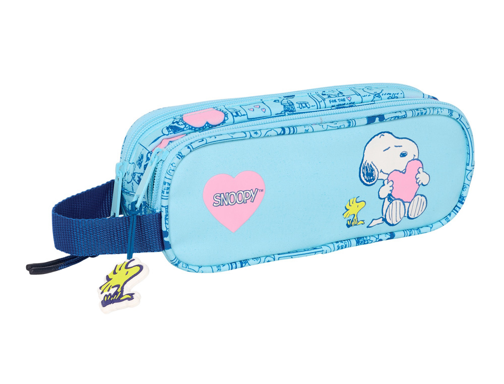 BOLSO ESCOLAR PORTATODO SAFTA DOBLE SNOOPY LOVE 80X210X60 MM