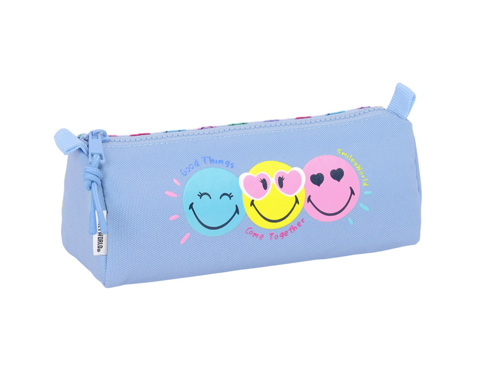 BOLSO ESCOLAR PORTATODO SAFTA RECICLADO SMILEY WORLD JOYFUL 80X210X70 MM
