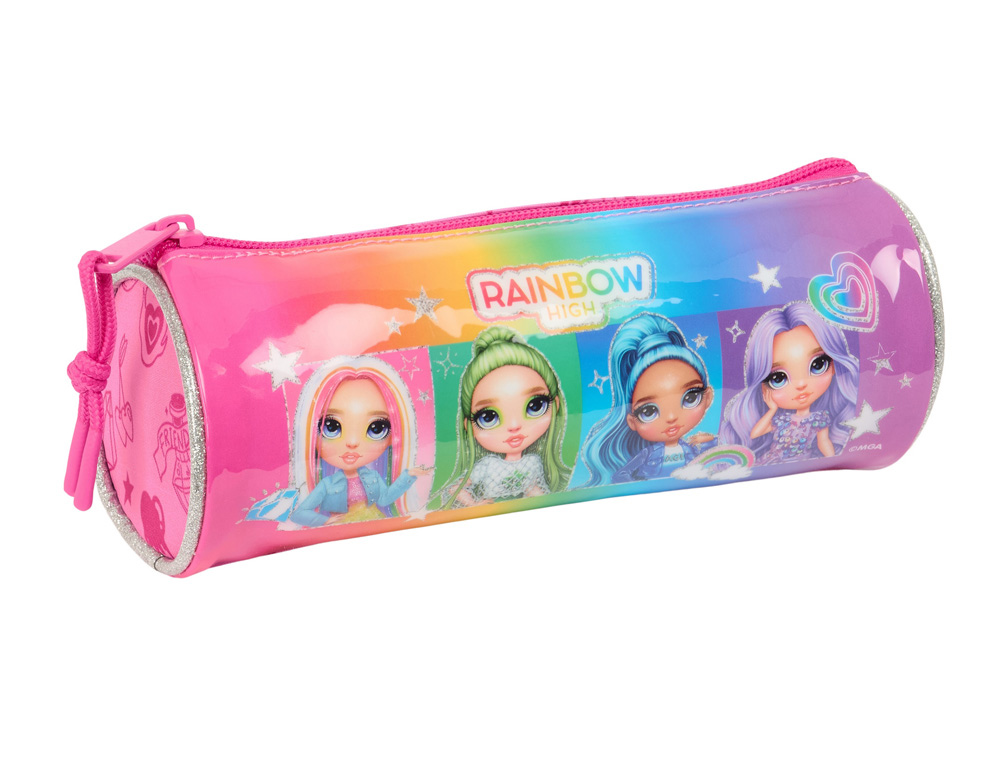 BOLSO ESCOLAR PORTATODO SAFTA REDONDO RAINBOW HIGH SHINE 70X200X70 MM